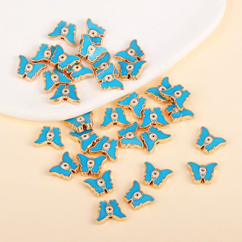 Irregular Shaped Metal Beads Double-Sided Enamel Evil Eye 20pcs 17