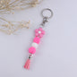 Flower Silicone Bead Keychain Colorful Floral Tassel Charm 10