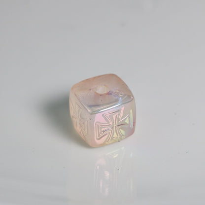Cross Pattern Acrylic Square Beads 13x15mm Translucent Pastel 20pcs 7