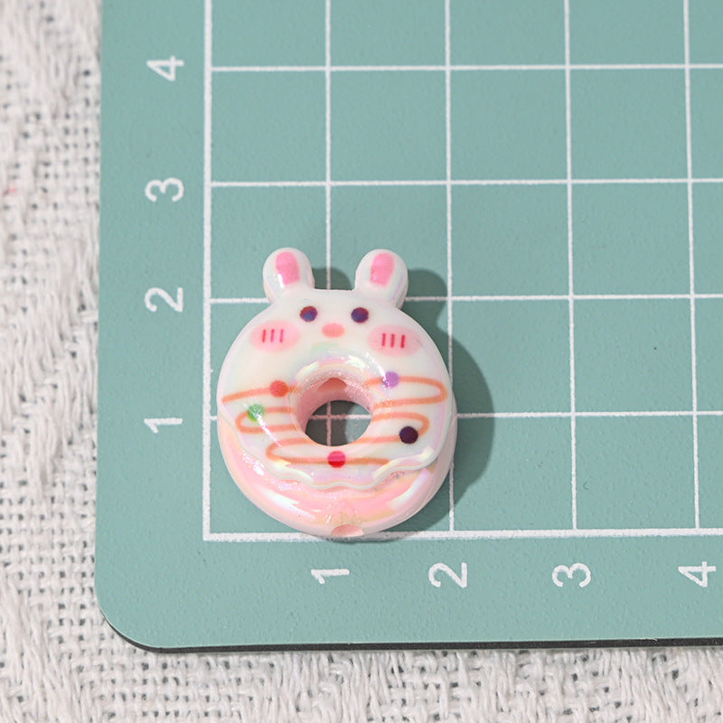 Animal Donut Resin Beads 20mm Glossy Pastel Shimmer 10pcs 9