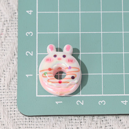 Animal Donut Resin Beads 20mm Glossy Pastel Shimmer 10pcs 9