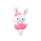 Silicone Focal Beads Rabbit Wearing Pink Bow 10pcs 5