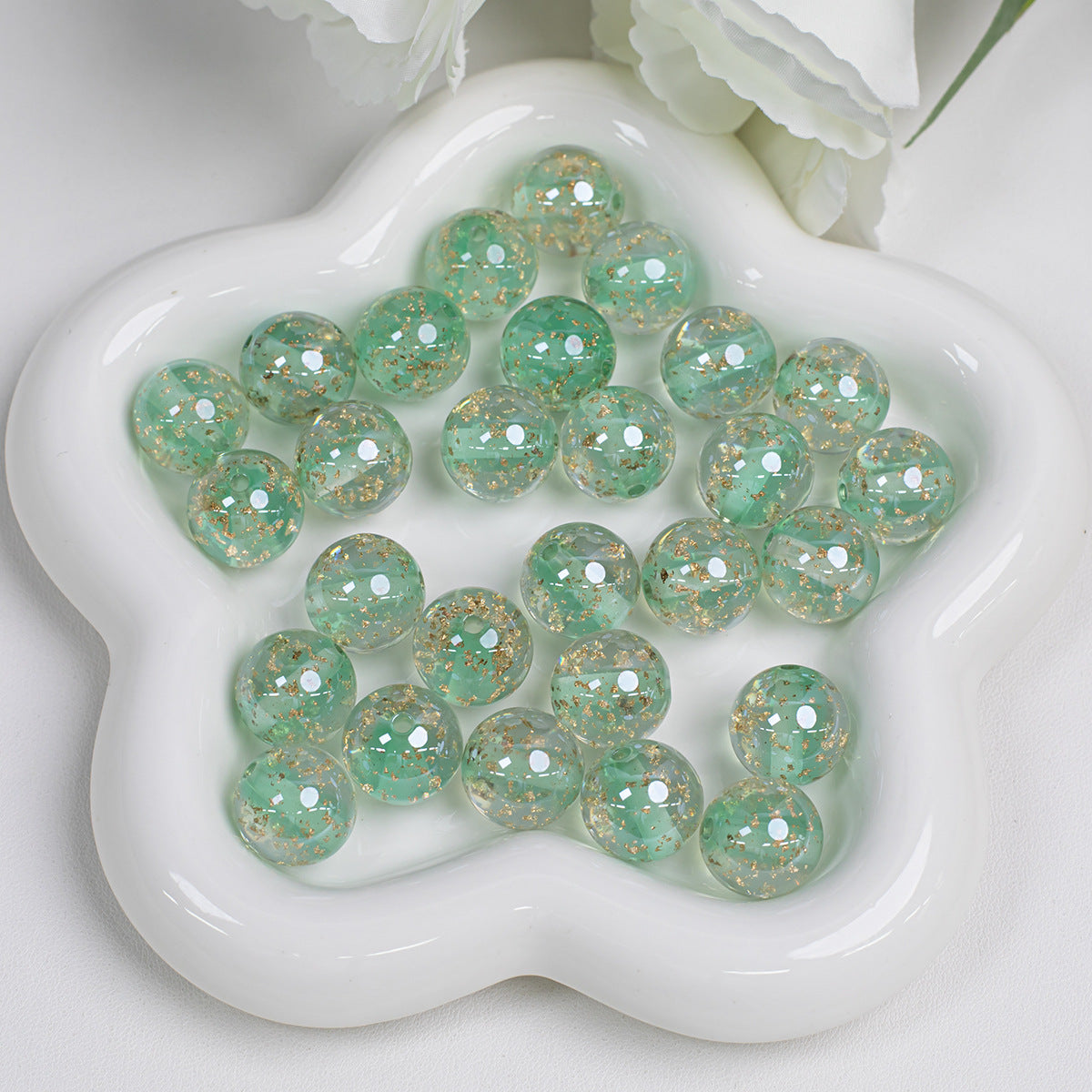 Clear Round Acrylic Beads 12mm 16mm Gold Foil Filled 40pcs 10