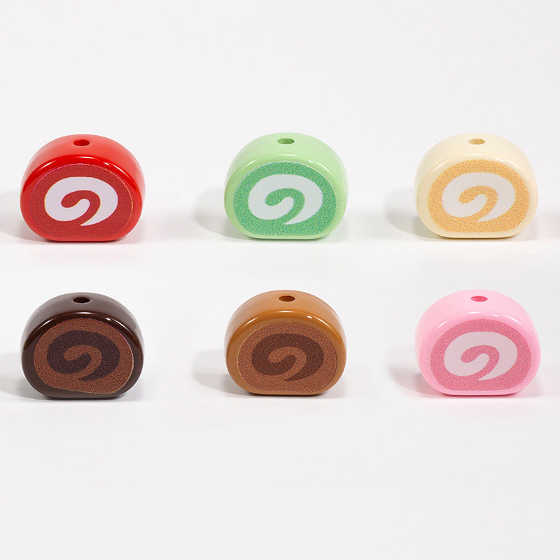 Painted Swiss Roll Acrylic Beads 15x20mm Colorful Glossy Swirl 10pcs 6