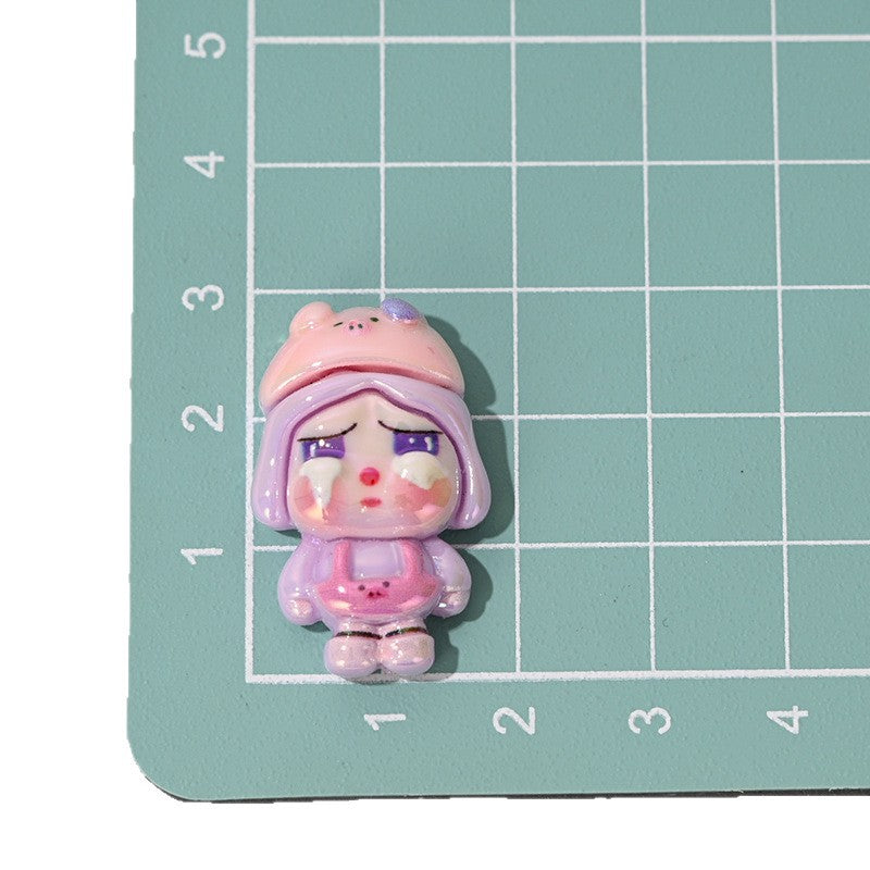 UV Plating Costume Resin Beads 30mm Crybaby Characters 10pcs 5