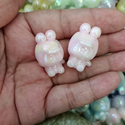 Glow Plating Cap Doll Acrylic Beads 20x30mm Pastel Colors 100pcs 3