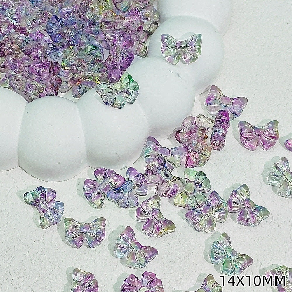 Sweet Bow Glass Beads 14mm Transparent Pastel Mixed Colors 50pcs 11