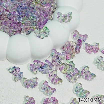 Sweet Bow Glass Beads 14mm Transparent Pastel Mixed Colors 50pcs 11