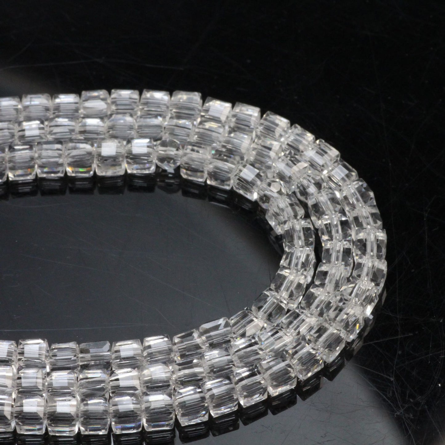 Square Glass Beads 4mm Transparent Clear Cube 100pcs 5