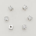 Square Metal Beads 7.5mm Woven Pattern Antique Silver Tone 1pc 3