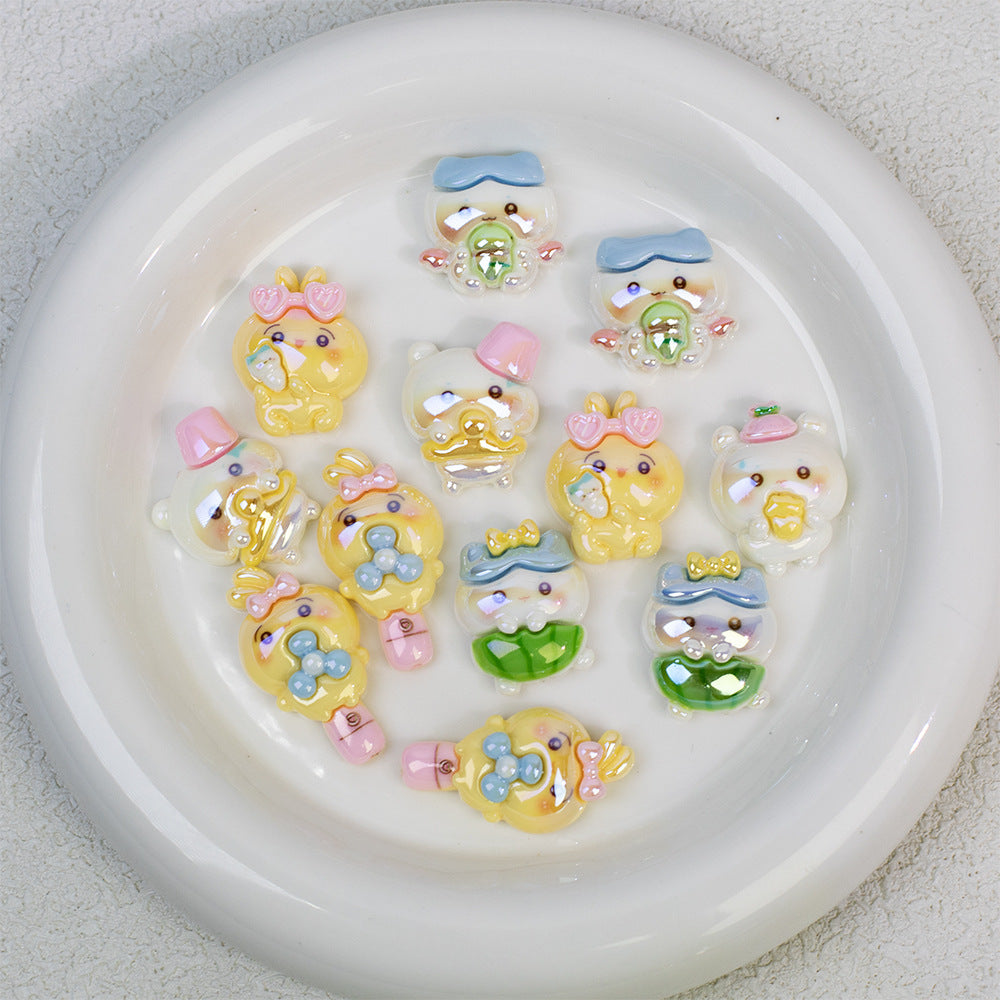 Plating Chiikawa Series Resin Beads Glossy Pastel Colors 20pcs 4