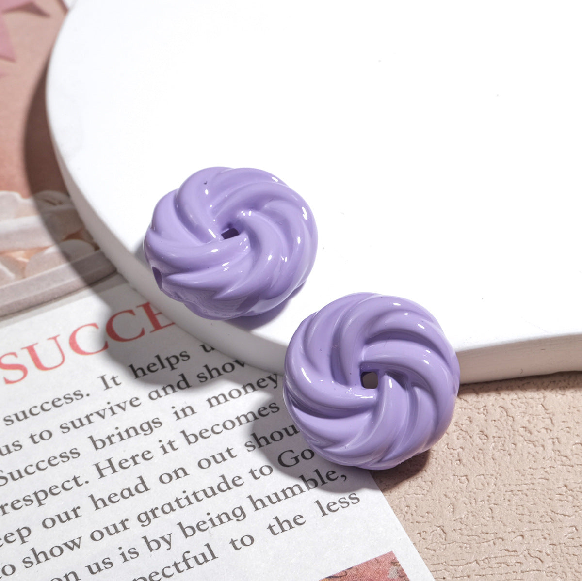 Painted Cookie Acrylic Beads 20x17x9mm Solid Color Glossy Swirl 30pcs 15