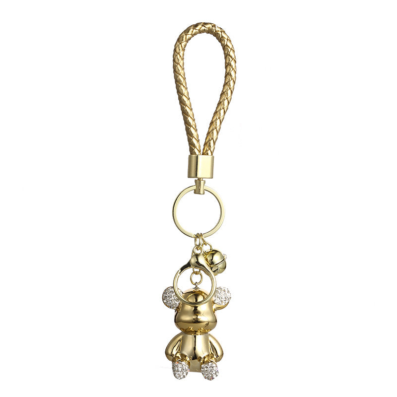 Acrylic Electroplated Bear Keychain with Braided Strap and Crystal Accents 5