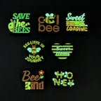 Silicone Focal Beads Animal Bee Glow In The Dark Honeycomb With Text 20pcs 3