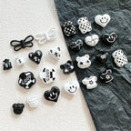 Baking Painted Black and White Metal Beads Quirky Shapes 10pcs 2