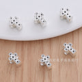Cross Metal Beads 10mm Polka Dotted Large Hole Vintage Silver Tone 50pcs 4