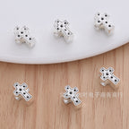 Cross Metal Beads 10mm Polka Dotted Large Hole Vintage Silver Tone 50pcs 4