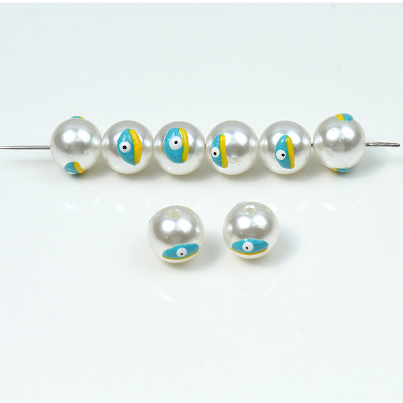 Hand Painted Acrylic Beads 12mm Enamel Cartoon Motifs 10pcs 17