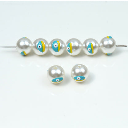 Hand Painted Acrylic Beads 12mm Enamel Cartoon Motifs 10pcs 17