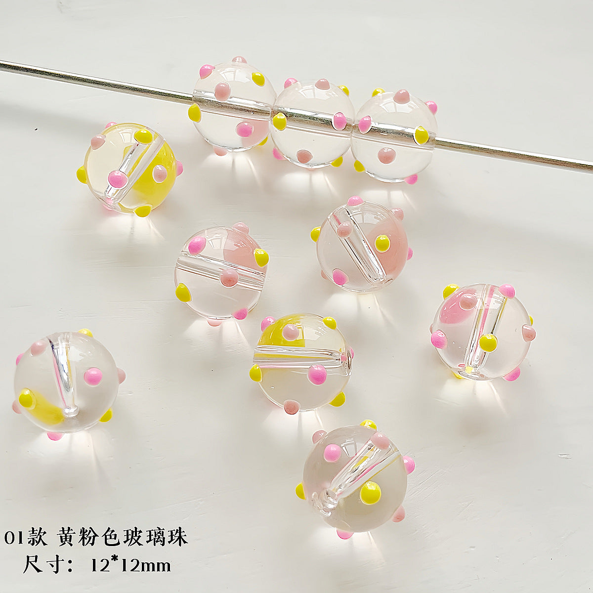 Hand Painted Transparent Glass Beads 12-14mm Christmas Series 1pc 21