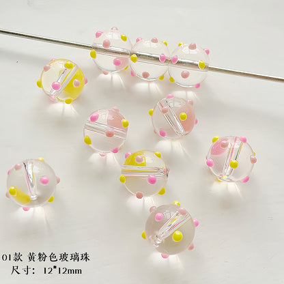 Hand Painted Transparent Glass Beads 12-14mm Christmas Series 1pc 21