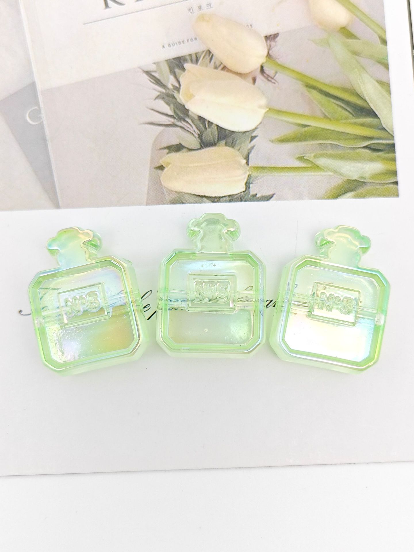 Painted Perfume Bottle Acrylic Beads 29mm Enamel Finish 50pcs 27