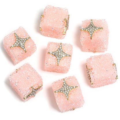 Butterfly Pentagram Cube Rhinestone Beads 22mm Vibrant Metal Embellished 5pcs 27