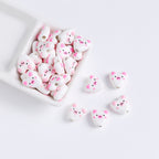 Hand Painted Animal Heart Ceramic Beads 15mm Colorful 5pcs 6