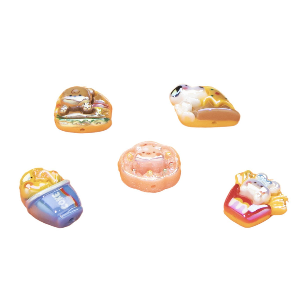 Glossy Plating Animal and Fast Food Resin Beads 20pcs 5