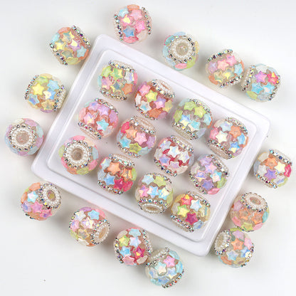 Embellished Bubblegum Beads 19mm Iridescent Star Cluster 5pcs 4