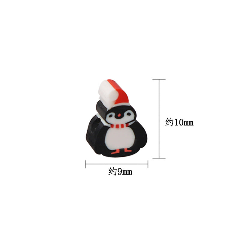Penguin Flat Clay Beads 10mm Polymer Holiday Design 100pcs 2