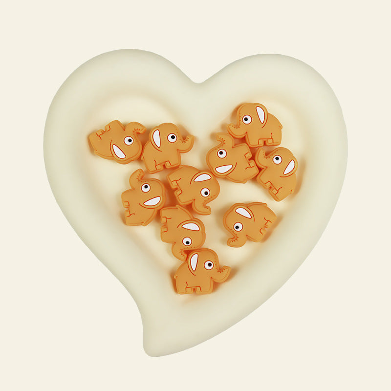 Silicone Focal Beads Elephant Animals Smiling Face Pastel Colors 20pcs 2