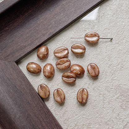 Vintage Czech Coffee Bean Lampwork Glass Beads 8x11mm 10pcs 31