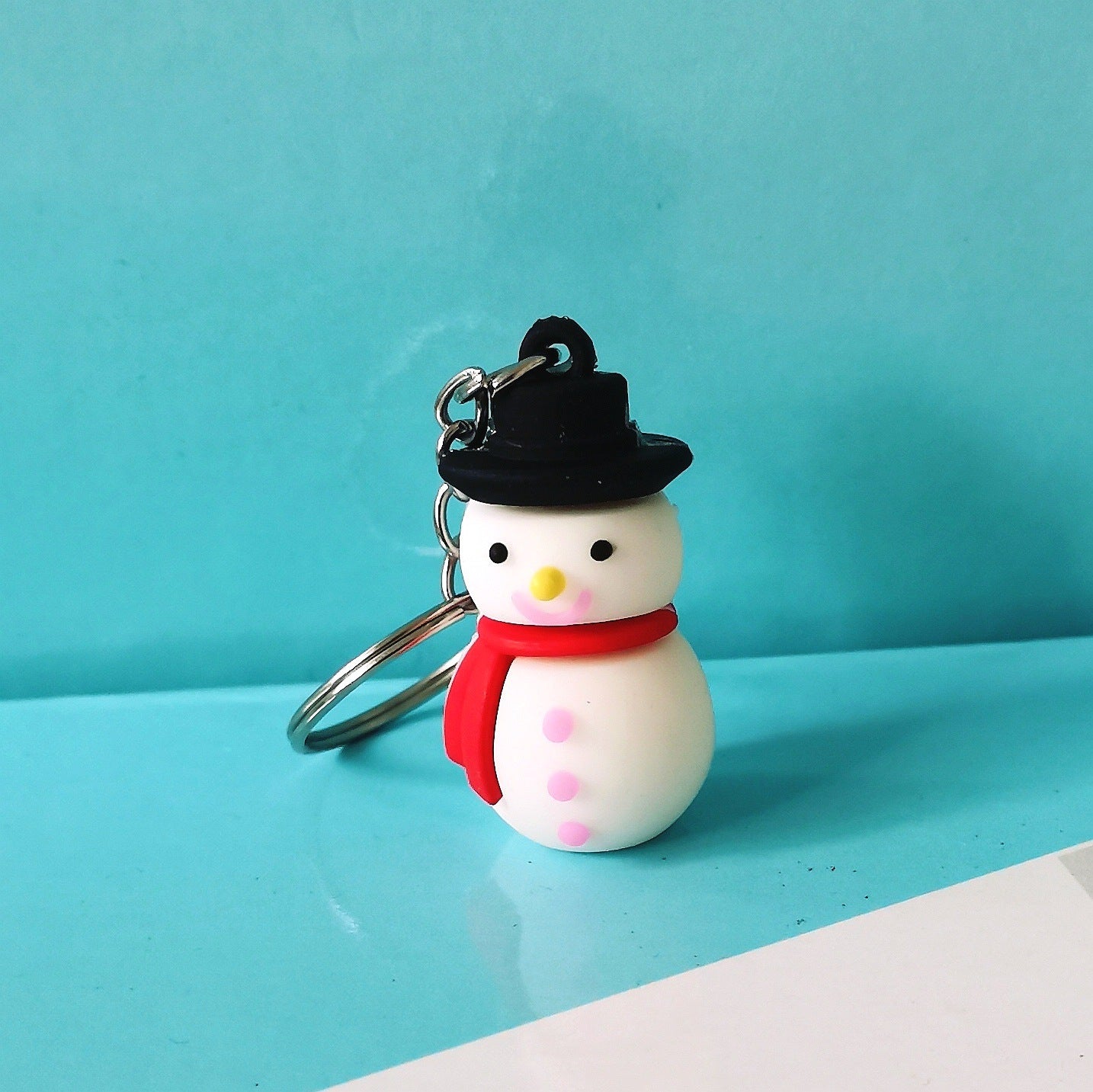 Silicone Christmas Snowman Keychain Colorful Holiday Charm 9