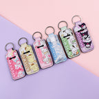 Neoprene Chapstick Holder Keychain Sanri Pattern Kawaii Animal 3pcs 4