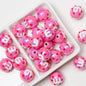Hand Painted Cat Claw Strawberry Series Acrylic Beads 16mm 10pcs 16