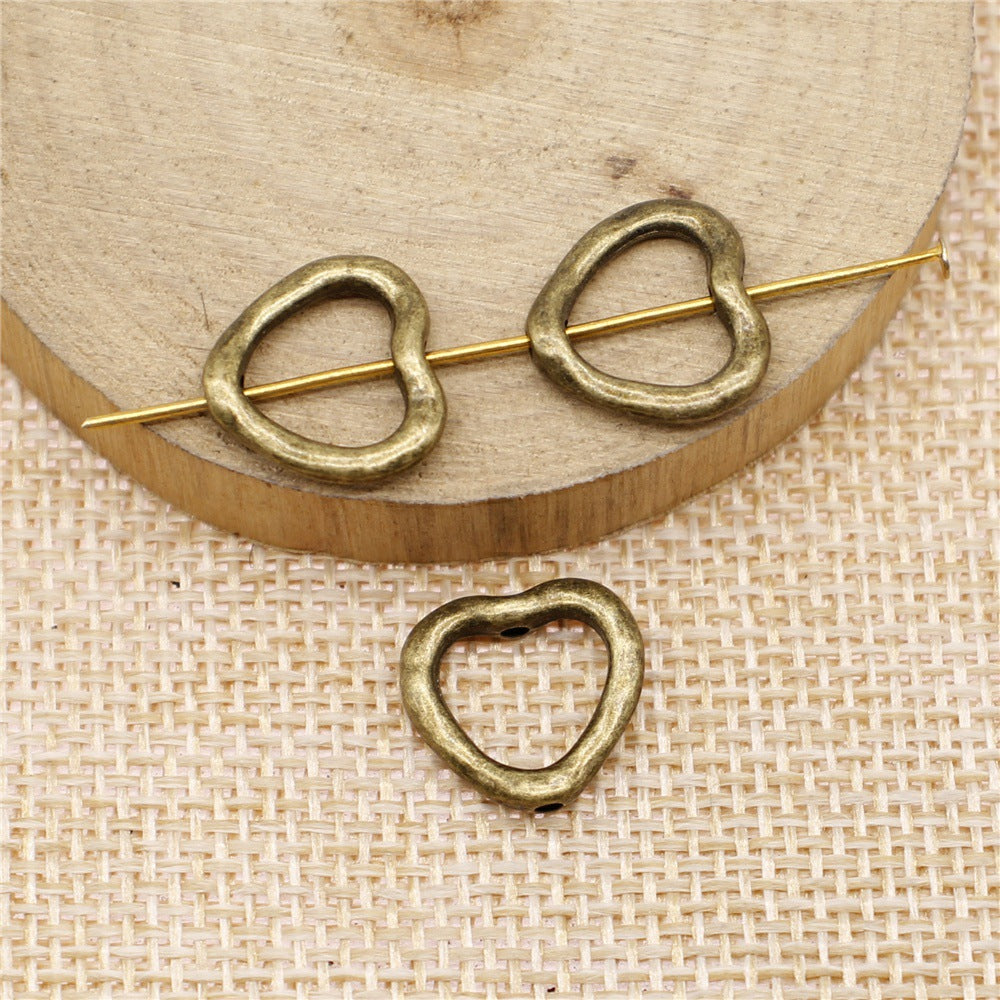 Heart Metal Beads 13mm Irregular Hollow Vintage Antique Finish 100pcs 4