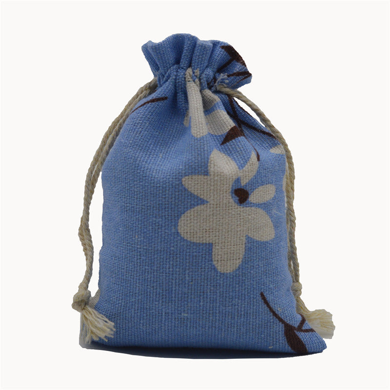Cotton Linen Drawstring Pouches 10x14cm Animal and Botanical Prints 2pcs 8