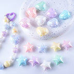 UV Plating Balloon Shaped Heart Star Acrylic Beads 25mm Glossy Pastel 50pcs 4