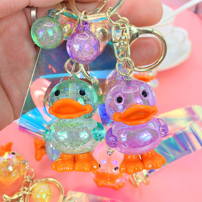 Acrylic Duck Keychain Colorful Translucent Orange Accents 2