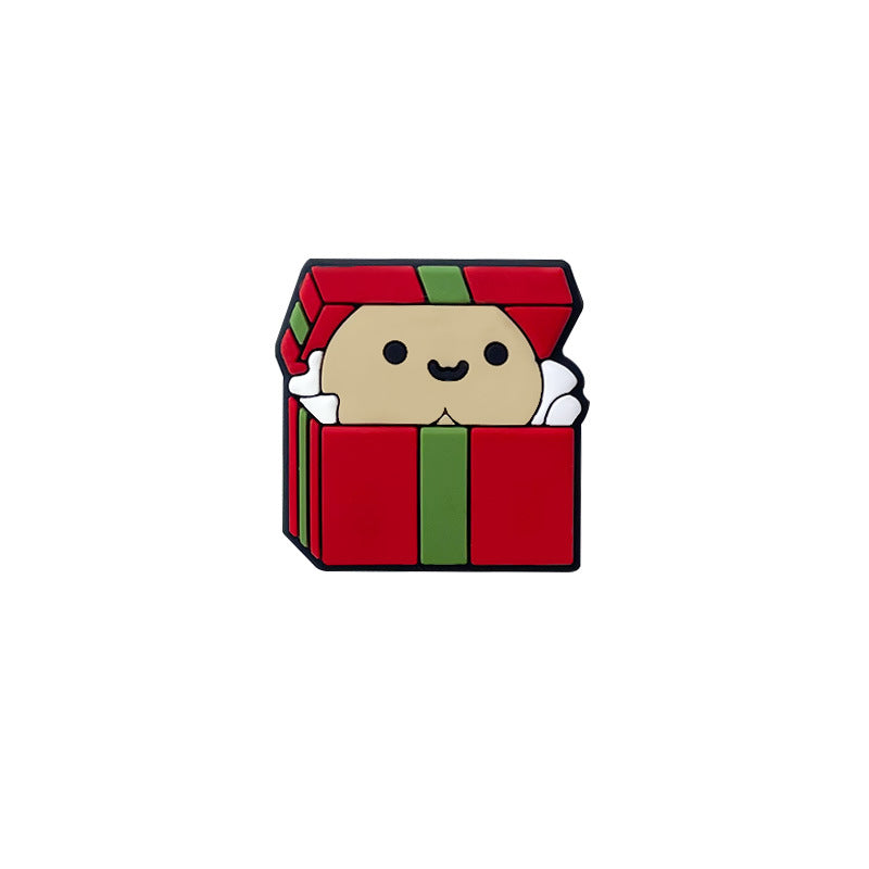 Silicone Focal Beads Christmas Gift Box with Playful Faces 20pcs 7