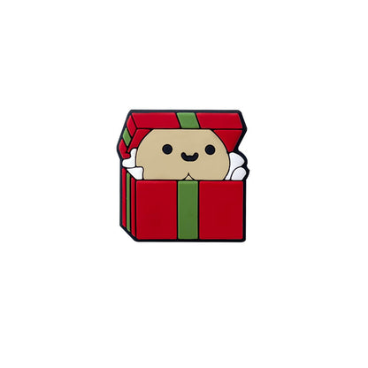 Silicone Focal Beads Christmas Gift Box with Playful Faces 20pcs 7