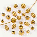 Stainless Steel Round Metal Beads Color Retaining Hammer Texture 20pcs 3