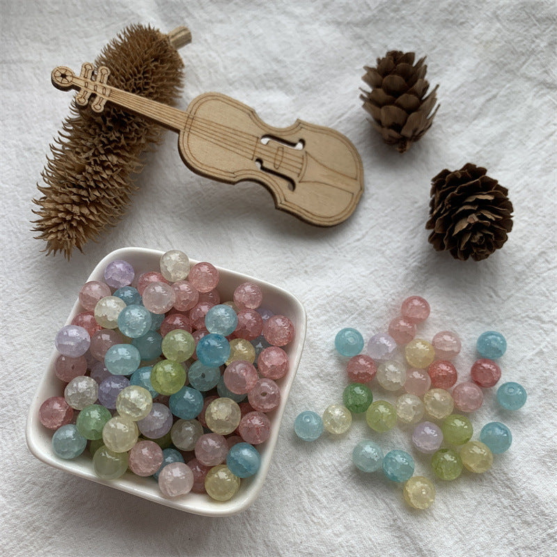 Crackle Glass Beads Round 8mm Textured Shimmer Mixed Colors 50pcs 13