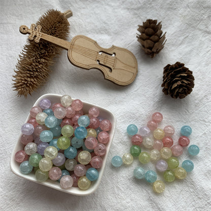 Crackle Glass Beads Round 8mm Textured Shimmer Mixed Colors 50pcs 13