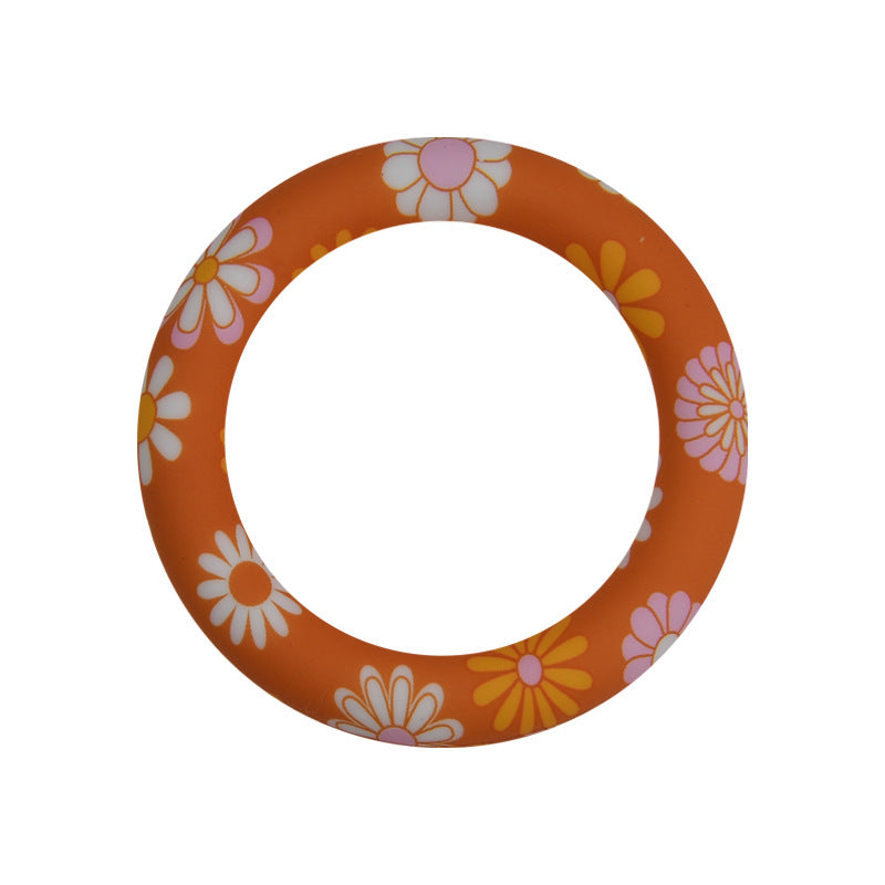 65mm Printed Silicone Rings Floral and Geometric Designs