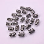 Tube Metal Beads Viking Note Patterned Silver Tone 100pcs 2