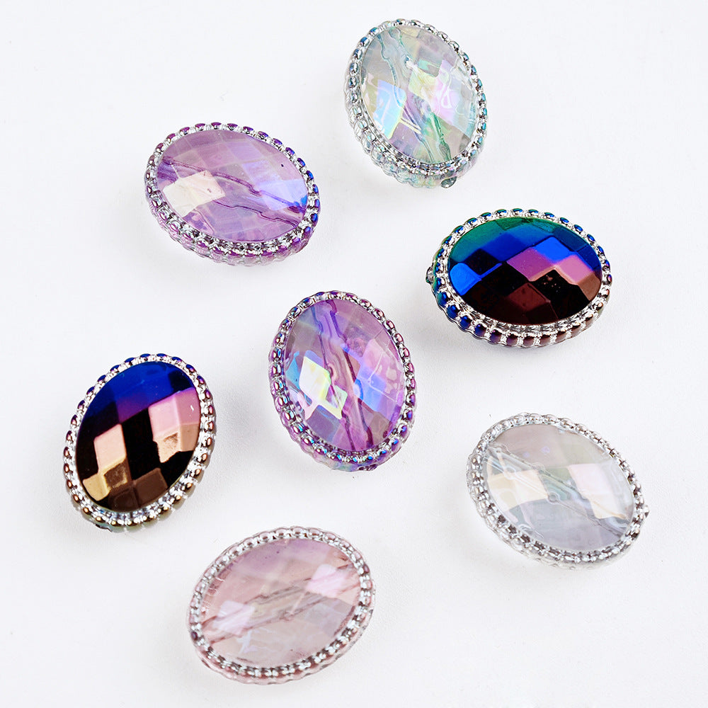 UV Plating Oval Faceted Acrylic Beads 20mm Magic Mirror 20pcs 3