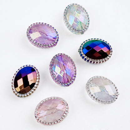 UV Plating Oval Faceted Acrylic Beads 20mm Magic Mirror 20pcs 3