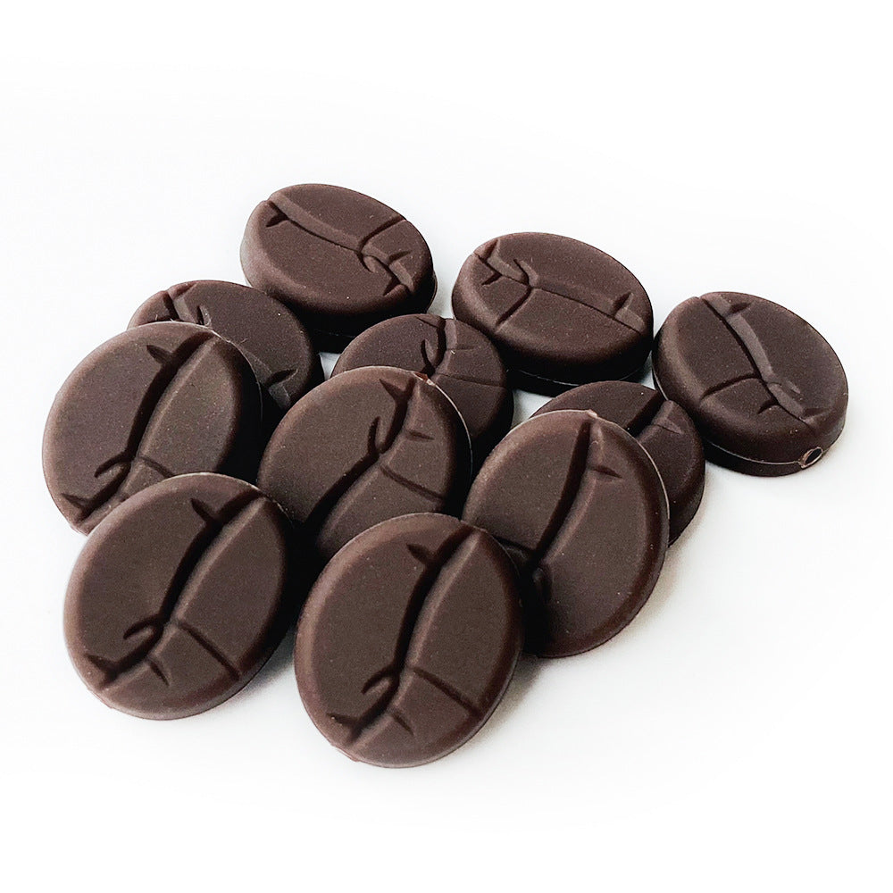 Silicone Focal Beads Coffee Beans Brown Matte Texture 20pcs